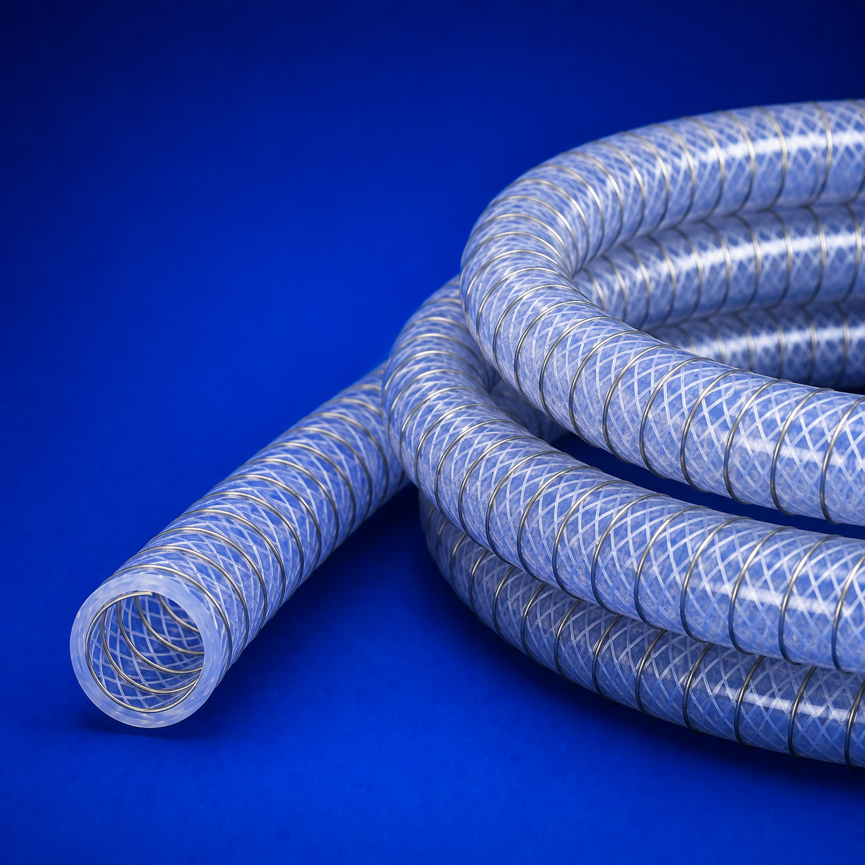 Silicone Hose Reinforced with Polyester Braiding and SS Helical Wire